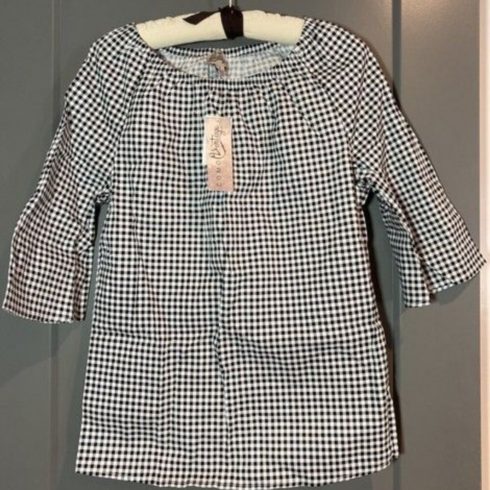 Como Vintage black white check shirt size Small